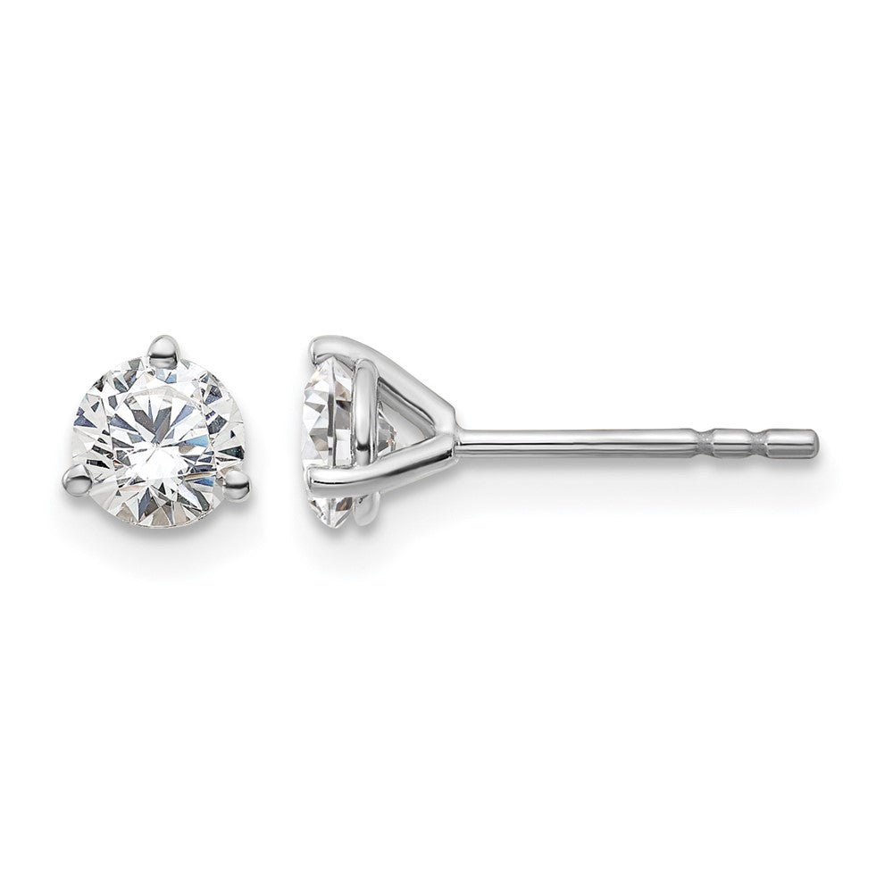 14k White Gold 5/8 carat Certified Lab Grown Diamond VS/SI+ G+ Round Complete Three Prong Stud Earrings