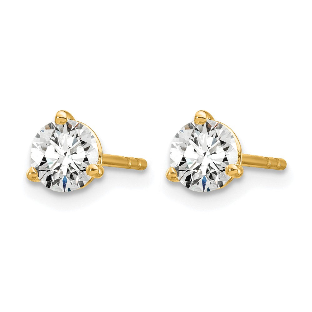 14k 5/8 carat Lab Grown Diamond VS/SI+ G+ Round Complete Three Prong Stud Earrings