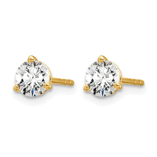14k 5/8 carat Lab Grown Diamond VS/SI+ G+ Round Complete Three Prong Stud Earrings
