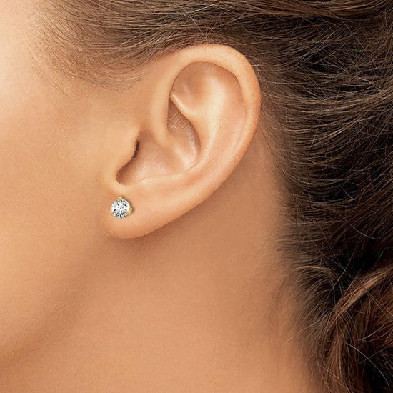 14k 5/8 carat Lab Grown Diamond VS/SI+ G+ Round Complete Three Prong Stud Earrings