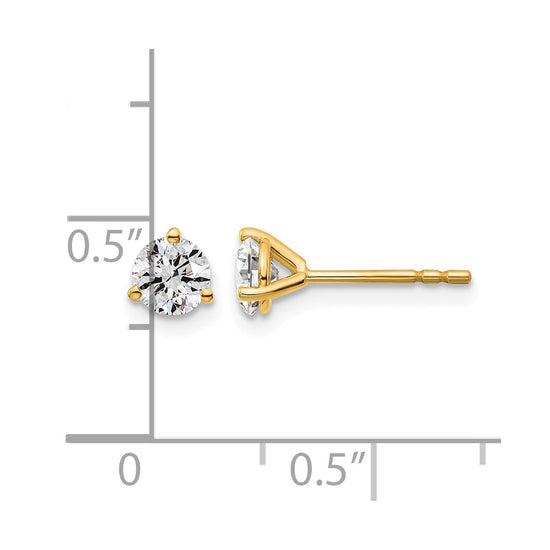 14k 5/8 carat Lab Grown Diamond VS/SI+ G+ Round Complete Three Prong Stud Earrings