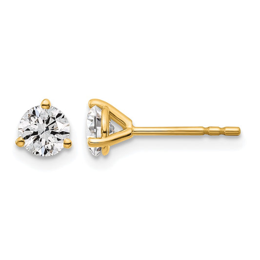 14k 5/8 carat Certified Lab Grown Diamond VS+ F+ Round Complete Three Prong Stud Earrings