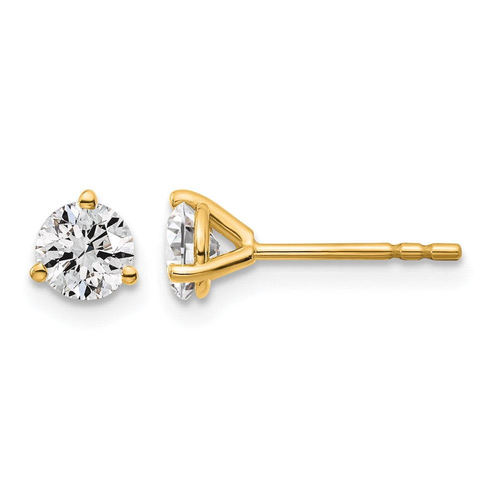 14k 5/8 carat Lab Grown Diamond VS/SI+ G+ Round Complete Three Prong Stud Earrings