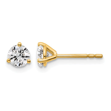 14k 5/8 carat Lab Grown Diamond VS/SI+ G+ Round Complete Three Prong Stud Earrings
