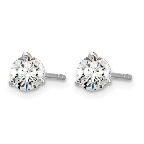 14k White Gold 3/4 carat Lab Grown Diamond VS/SI+ G+ Round Complete Three Prong Stud Earrings