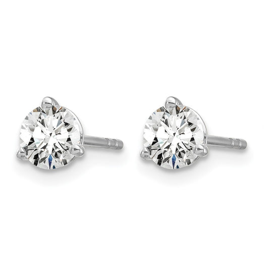 14k White Gold 3/4 carat Lab Grown Diamond VS/SI+ G+ Round Complete Three Prong Stud Earrings