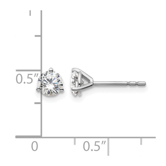 14k White Gold 3/4 carat Lab Grown Diamond VS/SI+ G+ Round Complete Three Prong Stud Earrings
