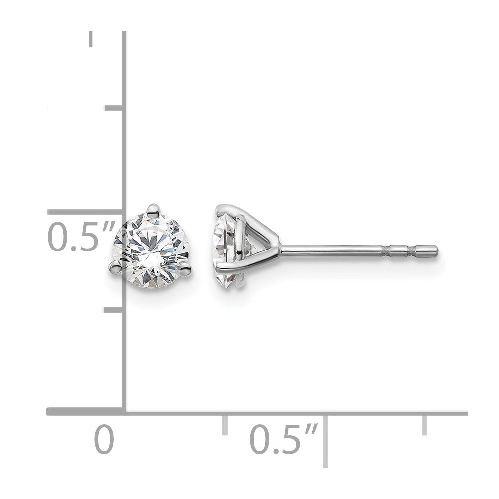 14k White Gold 3/4 carat Lab Grown Diamond VS/SI+ G+ Round Complete Three Prong Stud Earrings