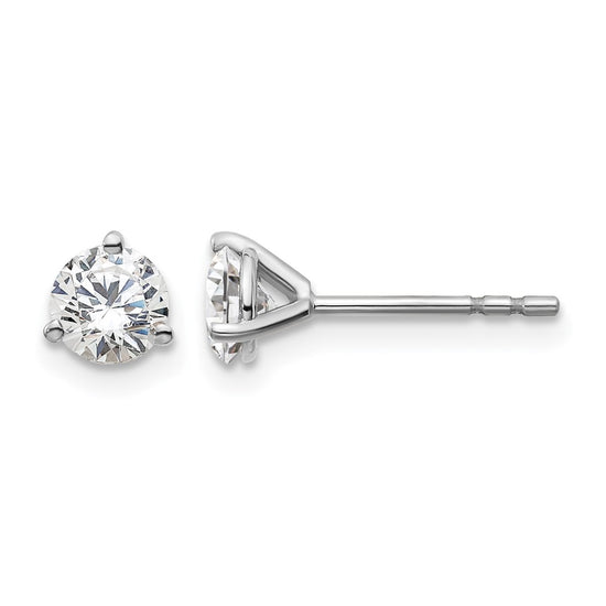 14k White Gold 3/4 carat Lab Grown Diamond VS/SI+ G+ Round Complete Three Prong Stud Earrings