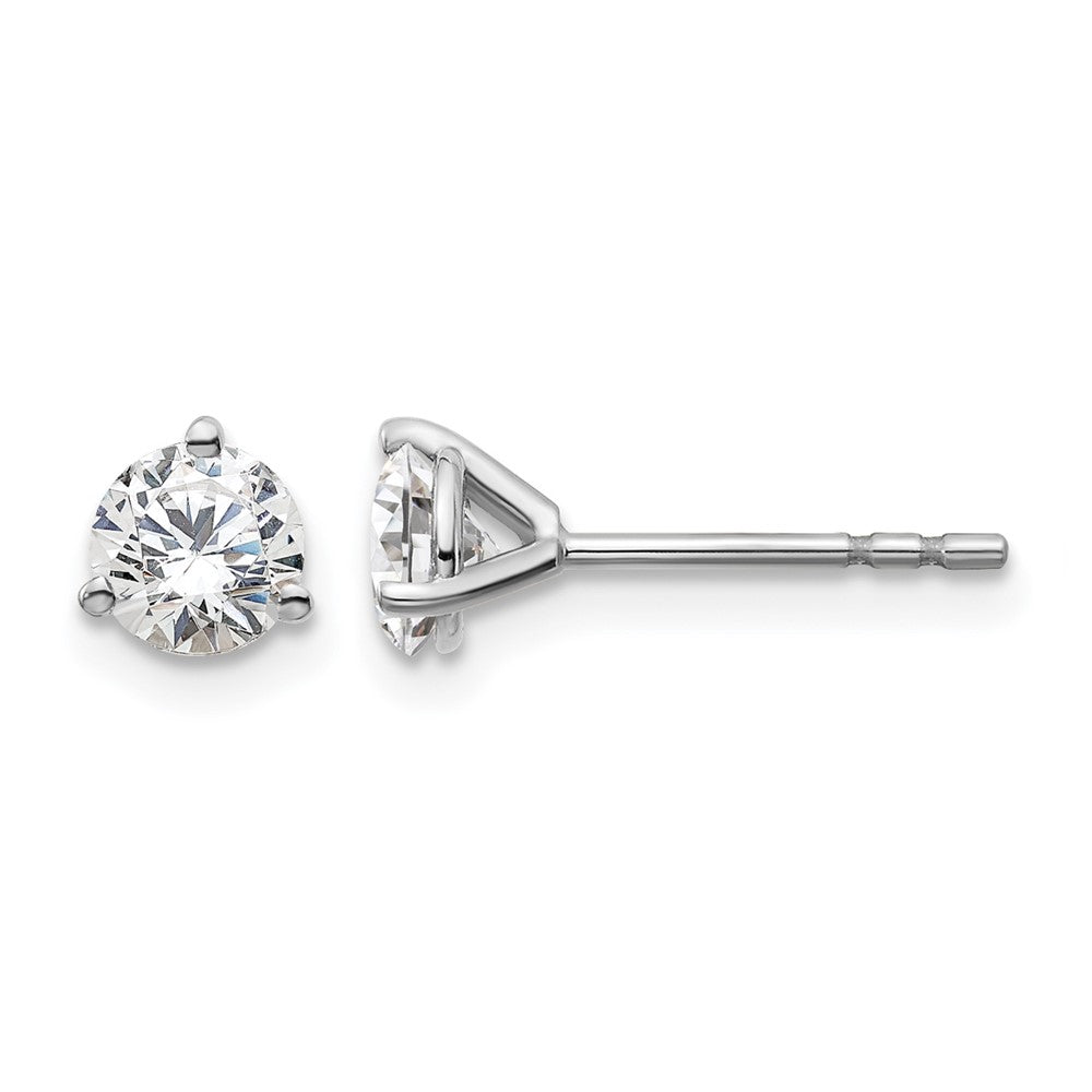 14k White Gold 3/4 carat Lab Grown Diamond VS/SI+ G+ Round Complete Three Prong Stud Earrings