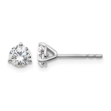 14k White Gold 3/4 carat Lab Grown Diamond VS/SI+ G+ Round Complete Three Prong Stud Earrings