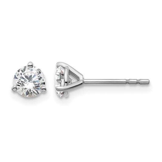 14k White Gold 3/4 carat Lab Grown Diamond VS/SI+ G+ Round Complete Three Prong Stud Earrings