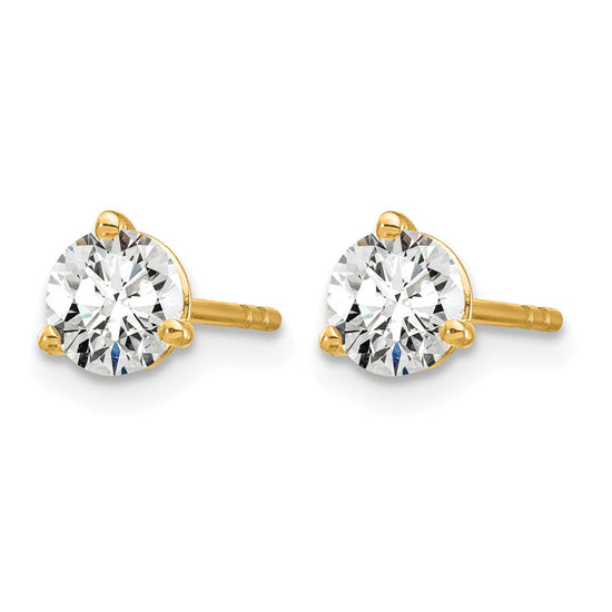 14k 3/4 carat Certified Lab Grown Diamond VS/SI+ G+ Round Complete Three Prong Stud Earrings
