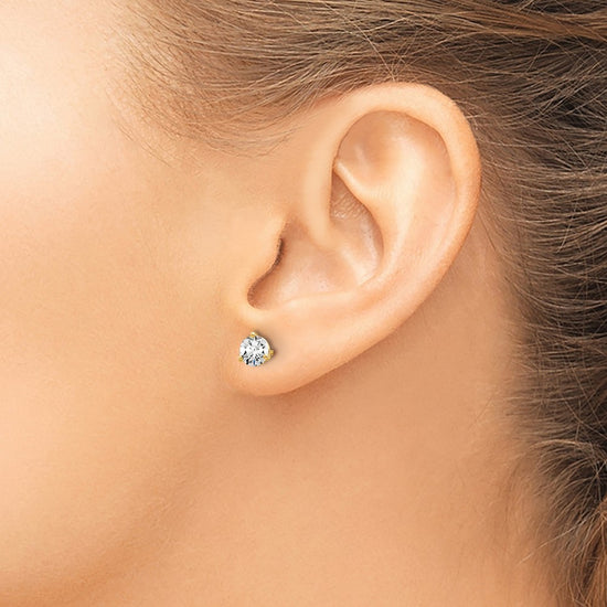 14k 3/4 carat Certified Lab Grown Diamond VS/SI+ G+ Round Complete Three Prong Stud Earrings