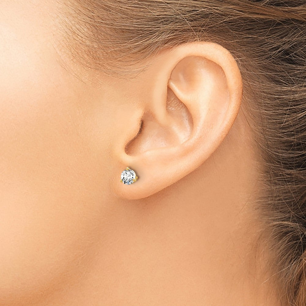 14k 3/4 carat Certified Lab Grown Diamond VS/SI+ G+ Round Complete Three Prong Stud Earrings