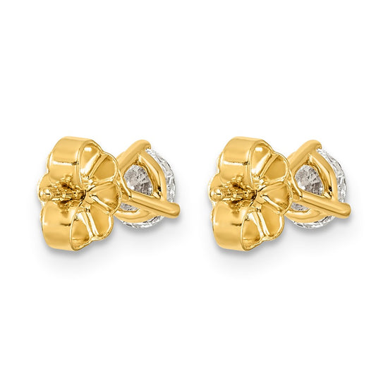 14k 3/4 carat Certified Lab Grown Diamond VS/SI+ G+ Round Complete Three Prong Stud Earrings