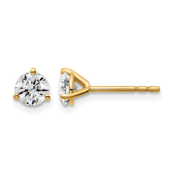 14k 3/4 carat Certified Lab Grown Diamond VS+ F+ Round Complete Three Prong Stud Earrings