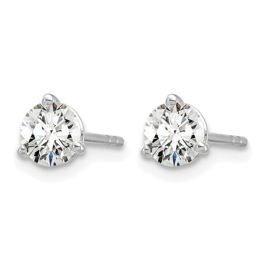 14k White Gold 7/8 ctw Lab Grown Diamond VS/SI+ G+ Round 3 Prong Heavy Wt. Stud Earrings