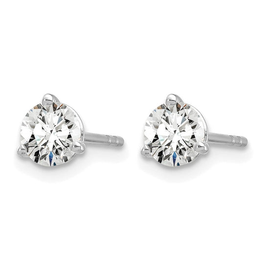 14k White Gold 7/8 ctw Lab Grown Diamond VS+ F+ Round 3 Prong Heavy Wt. Stud Earrings