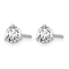 14k White Gold 7/8 ctw Lab Grown Diamond VS+ F+ Round 3 Prong Heavy Wt. Stud Earrings