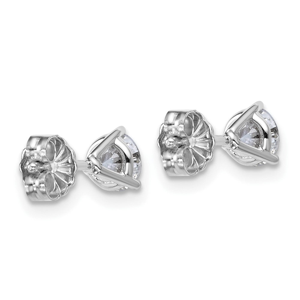 14k White Gold 7/8 ctw Lab Grown Diamond VS+ F+ Round 3 Prong Heavy Wt. Stud Earrings