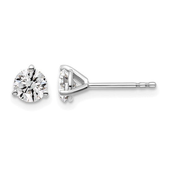 14k White Gold 7/8 ctw Lab Grown Diamond VS+ F+ Round 3 Prong Heavy Wt. Stud Earrings