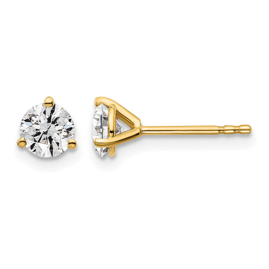 14k Yellow Gold 7/8 ctw Lab Grown Diamond VS/SI+ G+ Round 3 Prong Heavy Wt. Stud Earrings