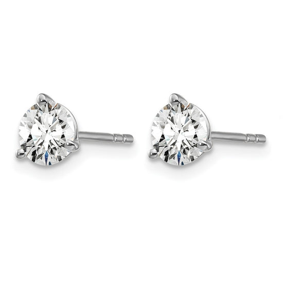 14k White Gold 1 carat Certified Lab Grown Diamond VS/SI+ G+ Round Complete Three Prong Stud Earrings