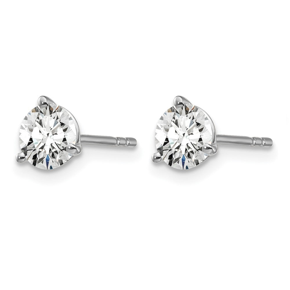 14k White Gold 1 carat Certified Lab Grown Diamond VS/SI+ G+ Round Complete Three Prong Stud Earrings