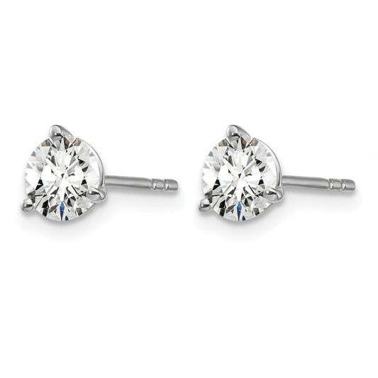 14k White Gold 1 carat Certified Lab Grown Diamond VS/SI+ G+ Round Complete Three Prong Stud Earrings