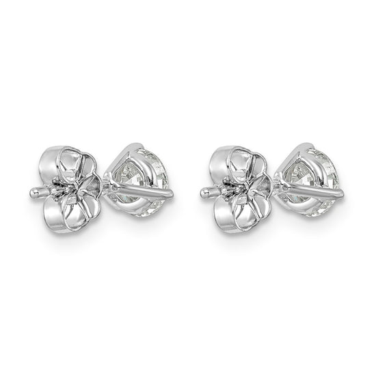 14k White Gold 1 carat Certified Lab Grown Diamond VS/SI+ G+ Round Complete Three Prong Stud Earrings