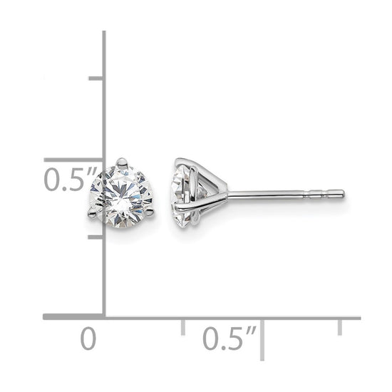 14k White Gold 1 carat Certified Lab Grown Diamond VS/SI+ G+ Round Complete Three Prong Stud Earrings