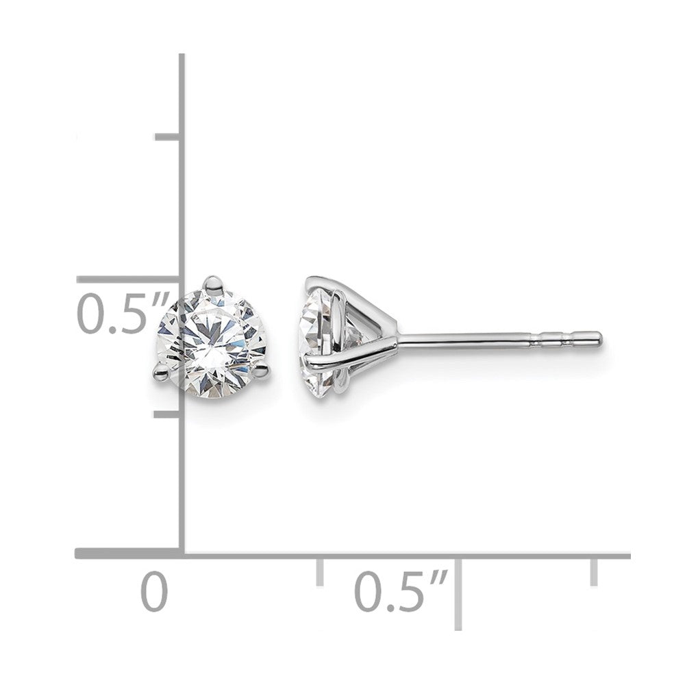 14k White Gold 1 carat Certified Lab Grown Diamond VS/SI+ G+ Round Complete Three Prong Stud Earrings
