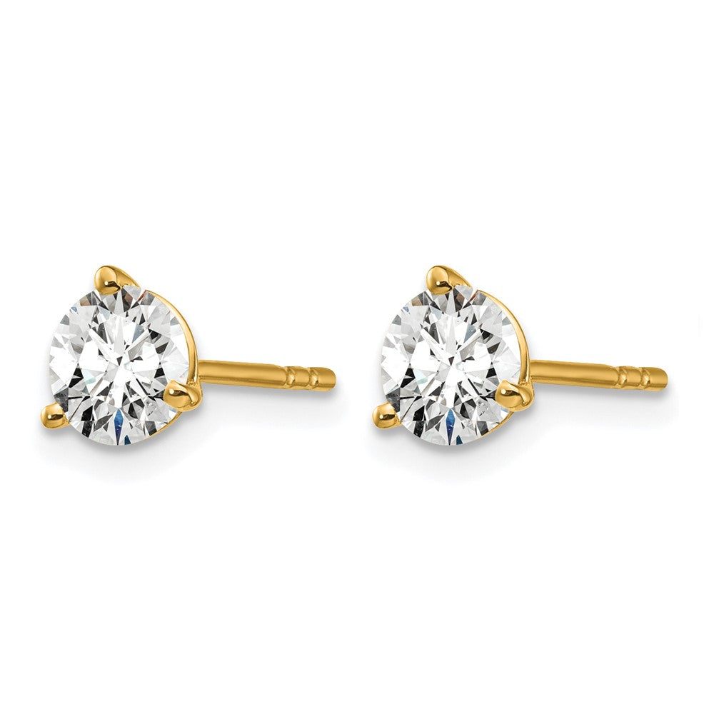 14k 1 carat Lab Grown Diamond VS/SI+ G+ Round Complete Three Prong Stud Earrings