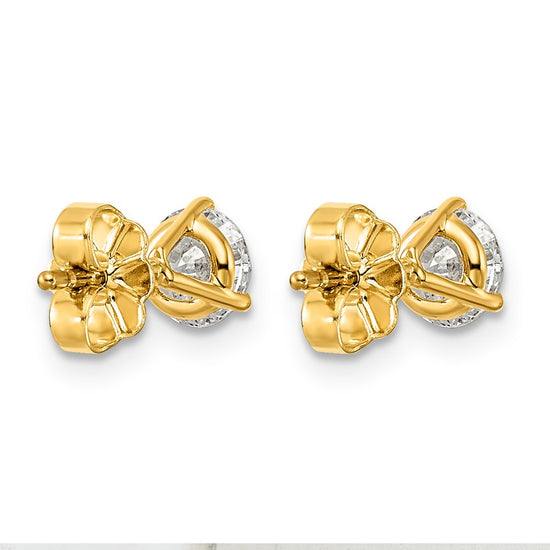 14k 1 carat Lab Grown Diamond VS+ F+ Round Complete Three Prong Stud Earrings
