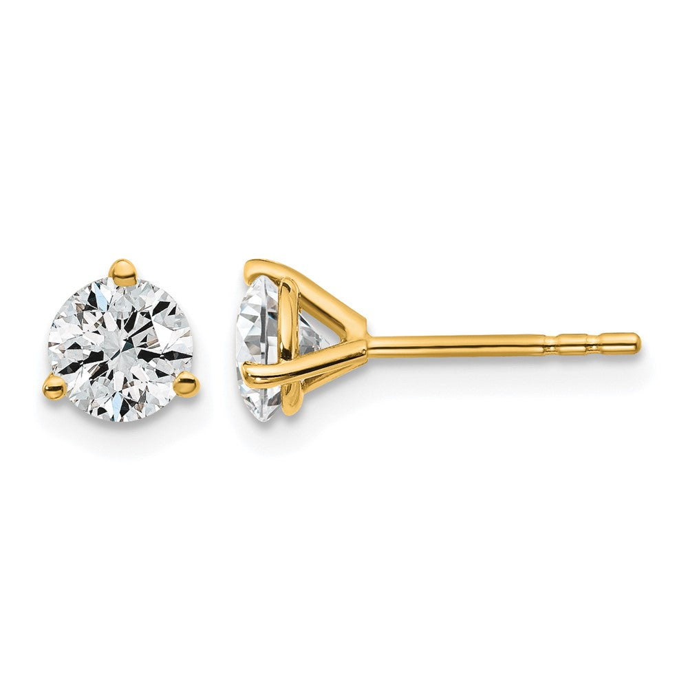 14k 1 carat Certified Lab Grown Diamond VS/SI+ G+ Round Complete Three Prong Stud Earrings