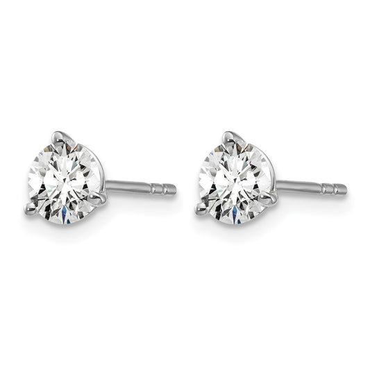 14k White Gold 1 1/4 ctw Lab Grown Diamond VS/SI+ G+ Round 3 Prong Heavy Wt. Stud Earrings