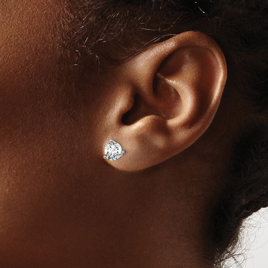 14k White Gold 1 1/4 ctw Lab Grown Diamond VS/SI+ G+ Round 3 Prong Heavy Wt. Stud Earrings