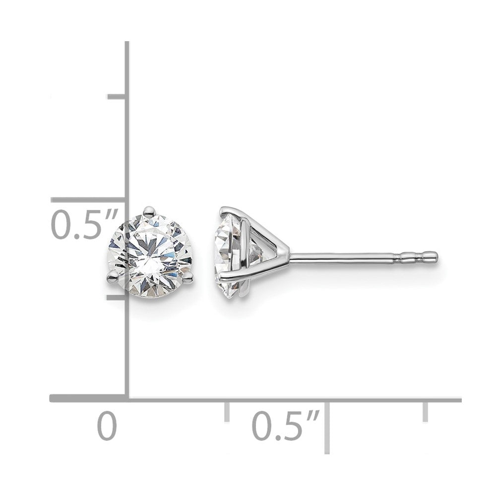 14k White Gold 1 1/4 ctw Lab Grown Diamond VS/SI+ G+ Round 3 Prong Heavy Wt. Stud Earrings
