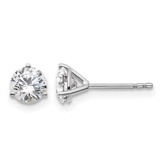 14k White Gold 1 1/4 ctw Lab Grown Diamond VS/SI+ G+ Round 3 Prong Heavy Wt. Stud Earrings