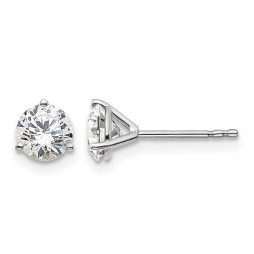 14k White Gold 1 1/4 ctw Lab Grown Diamond VS/SI+ G+ Round 3 Prong Heavy Wt. Stud Earrings