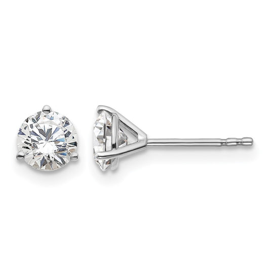14k White Gold 1 1/4 ctw Lab Grown Diamond VS/SI+ G+ Round 3 Prong Heavy Wt. Stud Earrings