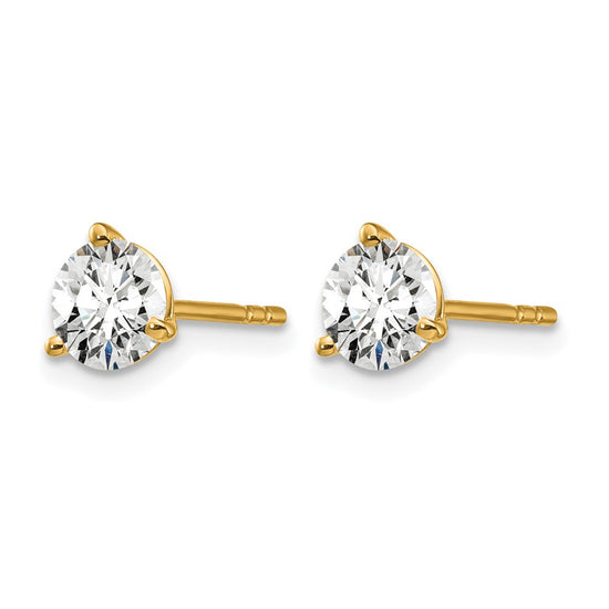 14k Yellow Gold 1 1/4 ctw Lab Grown Diamond VS/SI+ G+ Round 3 Prong Heavy Wt. Stud Earrings
