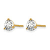 14k Yellow Gold 1 1/4 ctw Lab Grown Diamond VS/SI+ G+ Round 3 Prong Heavy Wt. Stud Earrings