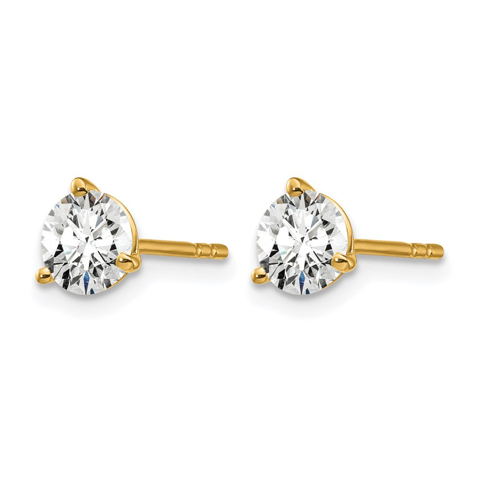 14k Yellow Gold 1 1/4 ctw Lab Grown Diamond VS/SI+ G+ Round 3 Prong Heavy Wt. Stud Earrings
