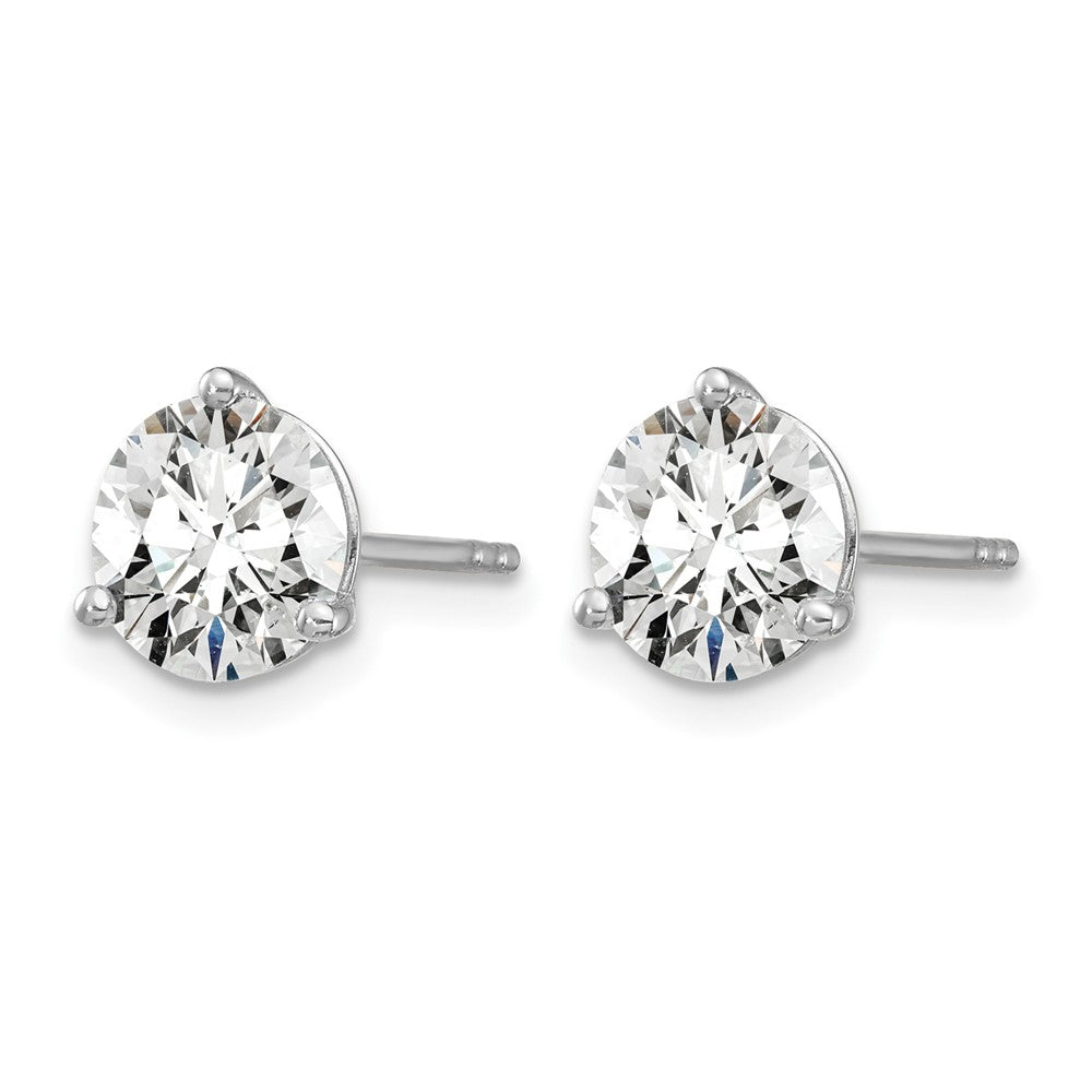 14k White Gold 1 3/8 ctw Lab Grown Diamond VS+ F+ Round 3 Prong Heavy Wt. Stud Earrings