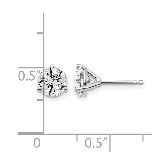 14k White Gold 1 3/8 ctw Lab Grown Diamond VS+ F+ Round 3 Prong Heavy Wt. Stud Earrings