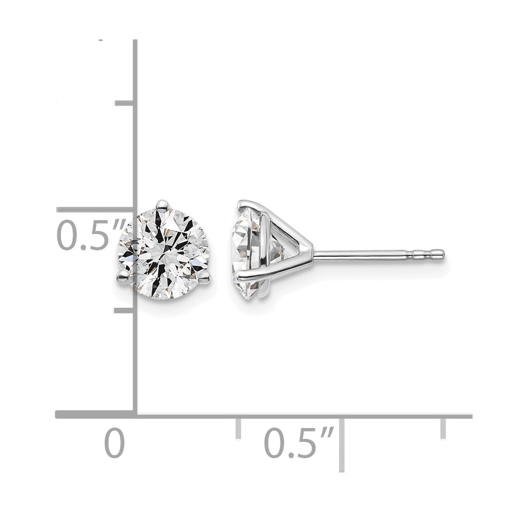 14k White Gold 1 3/8 ctw Lab Grown Diamond VS+ F+ Round 3 Prong Heavy Wt. Stud Earrings