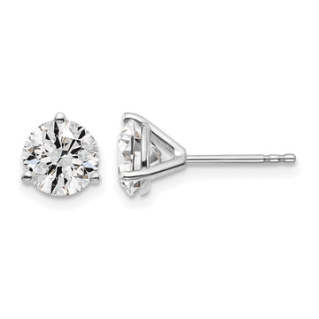 14k White Gold 1 3/8 ctw Lab Grown Diamond VS+ F+ Round 3 Prong Heavy Wt. Stud Earrings