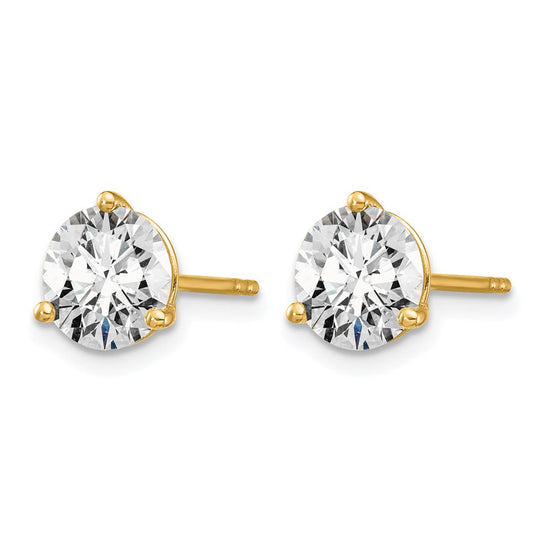 14k Yellow Gold 1 3/8 ctw Lab Grown Diamond VS+ F+ Round 3 Prong Heavy Wt. Stud Earrings